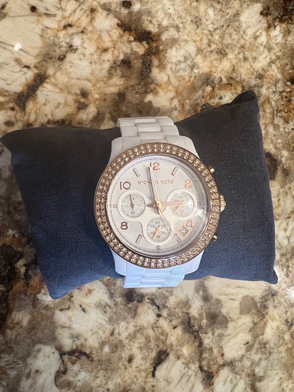 Michael Kors White Ceramic Watch with Crystal Bezel
